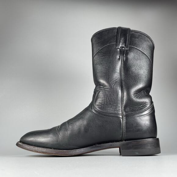 Justin L3703 Women’s Sz 7.5 B Black Leather Pull On Western Classic Ropers Boots - Picture 7 of 9